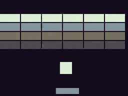 A launch-tier Breakout rollout: the bricks stay rock-solid but the ball has faded to almost nothing